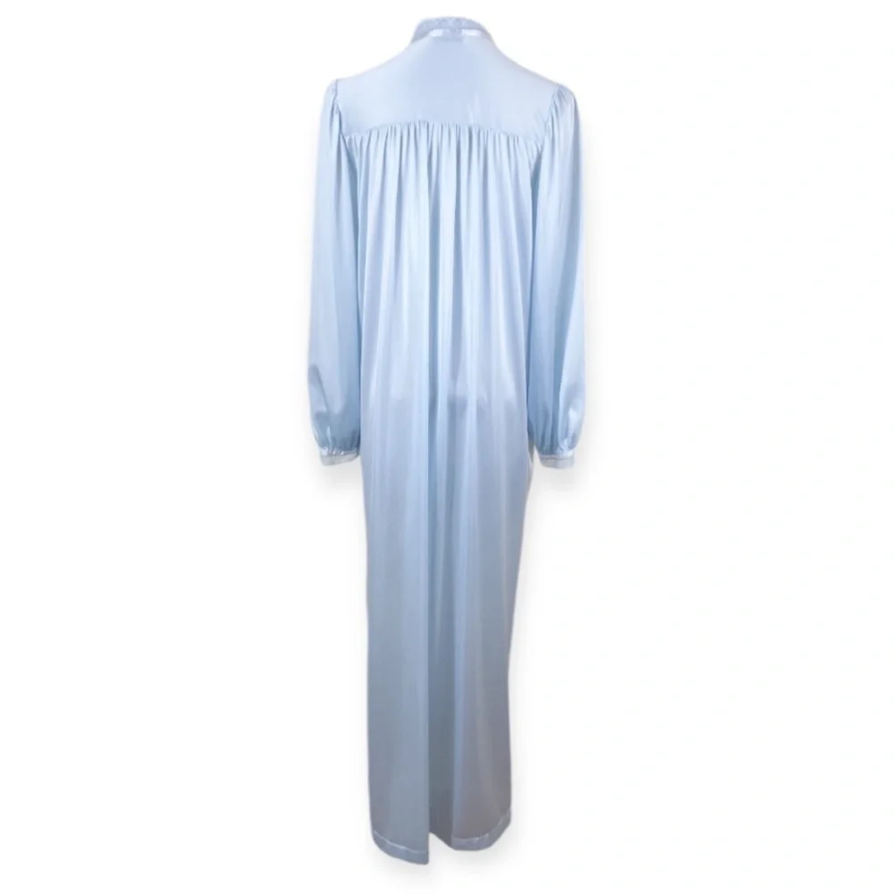 Miss Elaine Vintage 80’s Peignoir Robe Ribbon Lace Long Sleeve Blue S